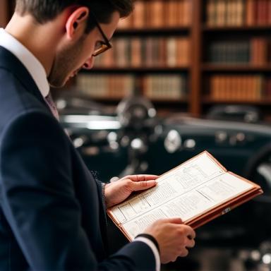 Collezionista che esamina documenti