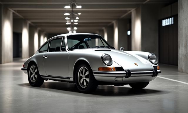 Auto d'epoca Porsche in un ambiente raffinato