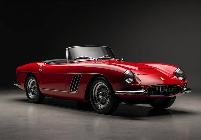 Auto d'epoca in studio fotografico per preparazione vendita